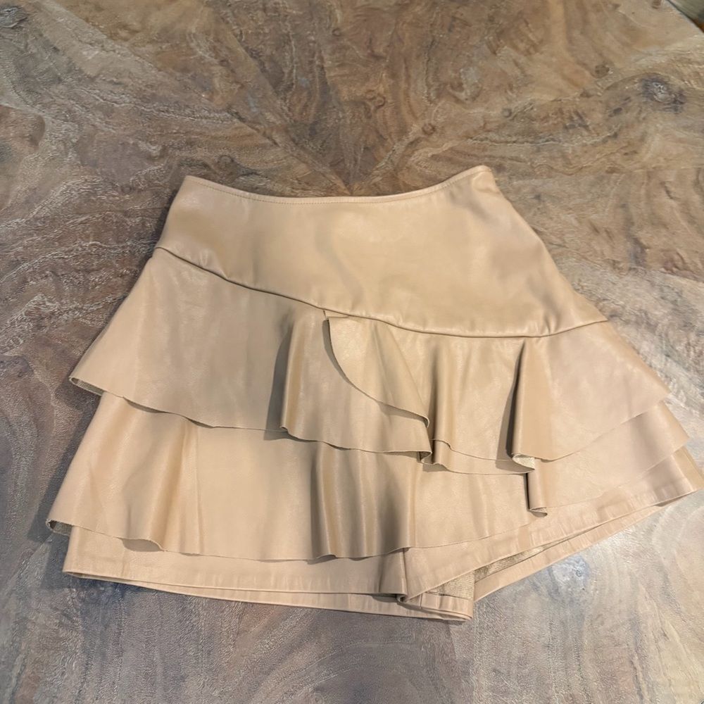 DO+BE Asymmetrical Beige Ruffle Skirt
